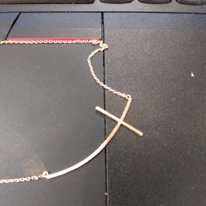 Brushed Cross Necklace 16"