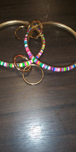 Rubber Disc Key Ring Bangle Multi Color