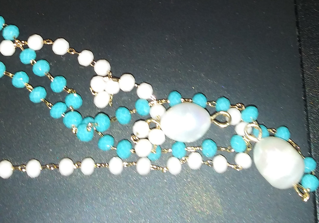 Beaded Stone Choker with Pearl