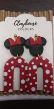Load image into Gallery viewer, Minnie or Mickey Polka Dot Clay Earrings
