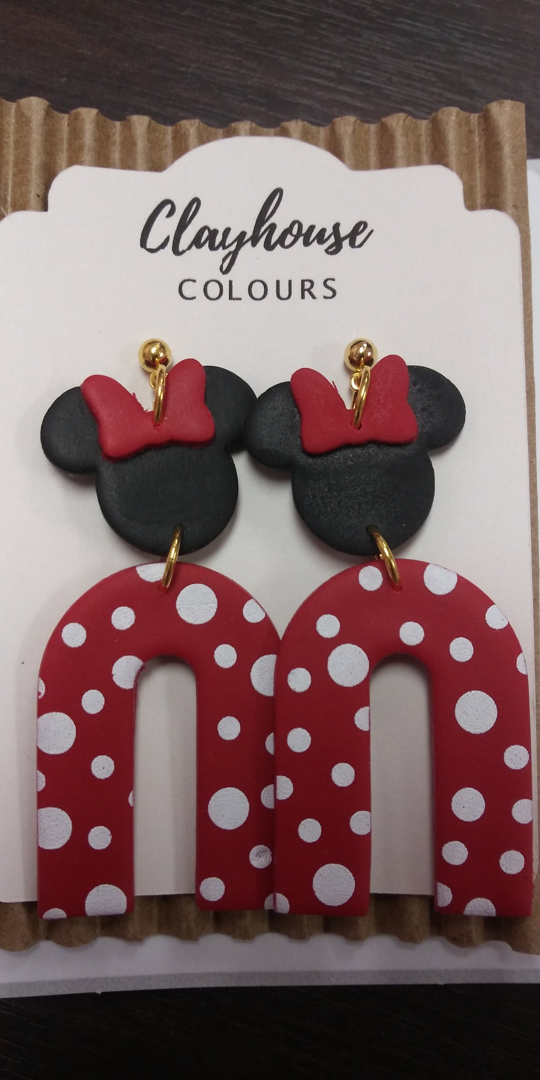 Minnie or Mickey Polka Dot Clay Earrings