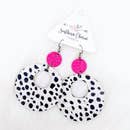 Pink & Black Polka Dot Earrings