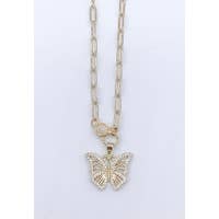 Gold Butterfly Clasp Necklace
