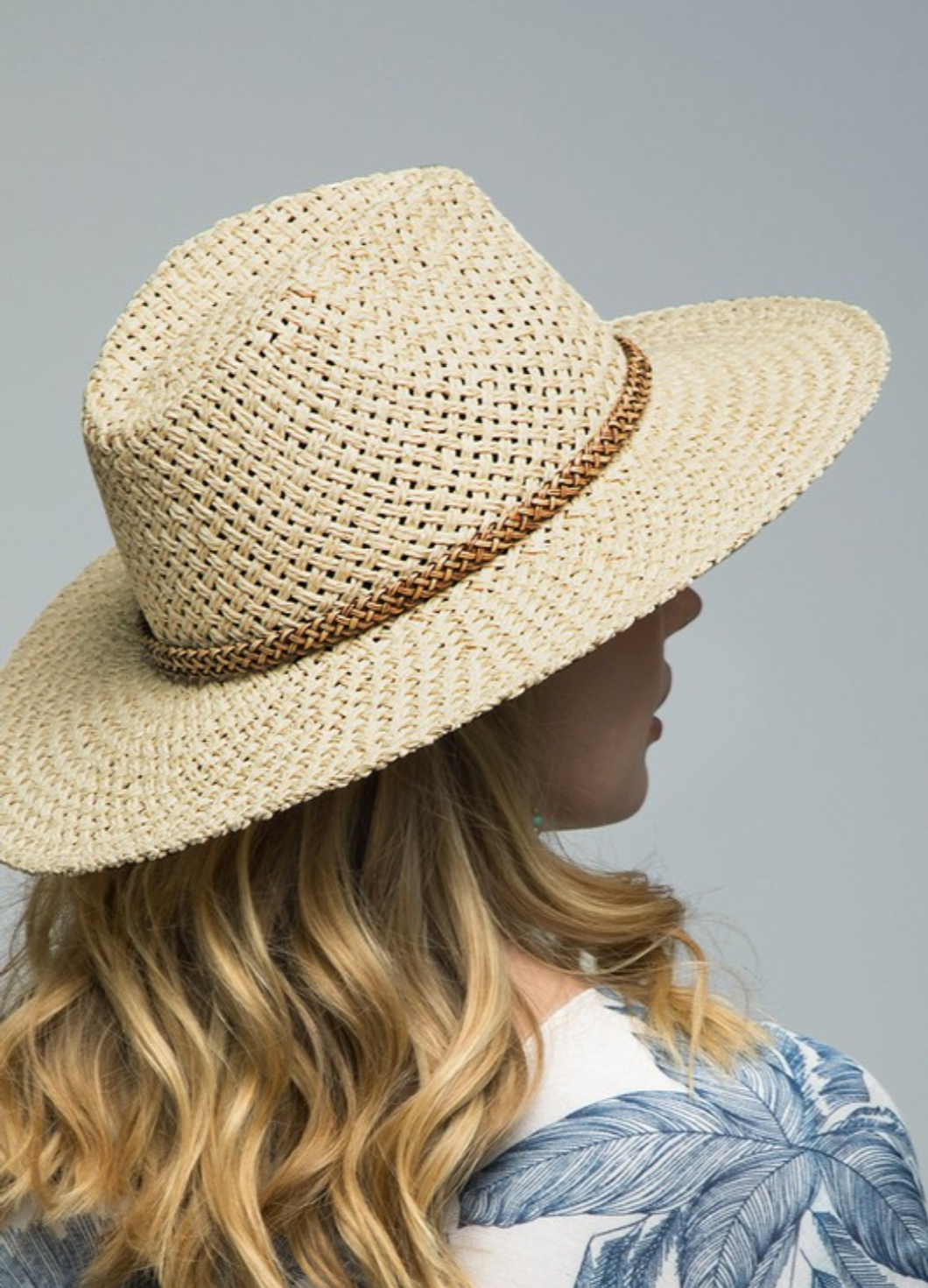Day At The Beach Panama Hat with Bead Trim Accent