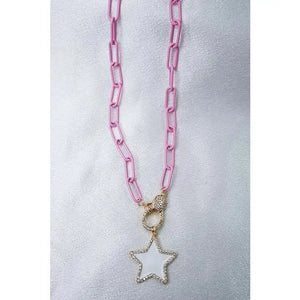 Baby Pink Heart Clasp Necklace