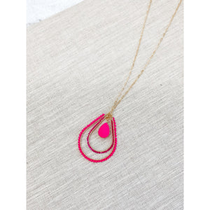 Hot Pink Oval Seed Bead Necklace