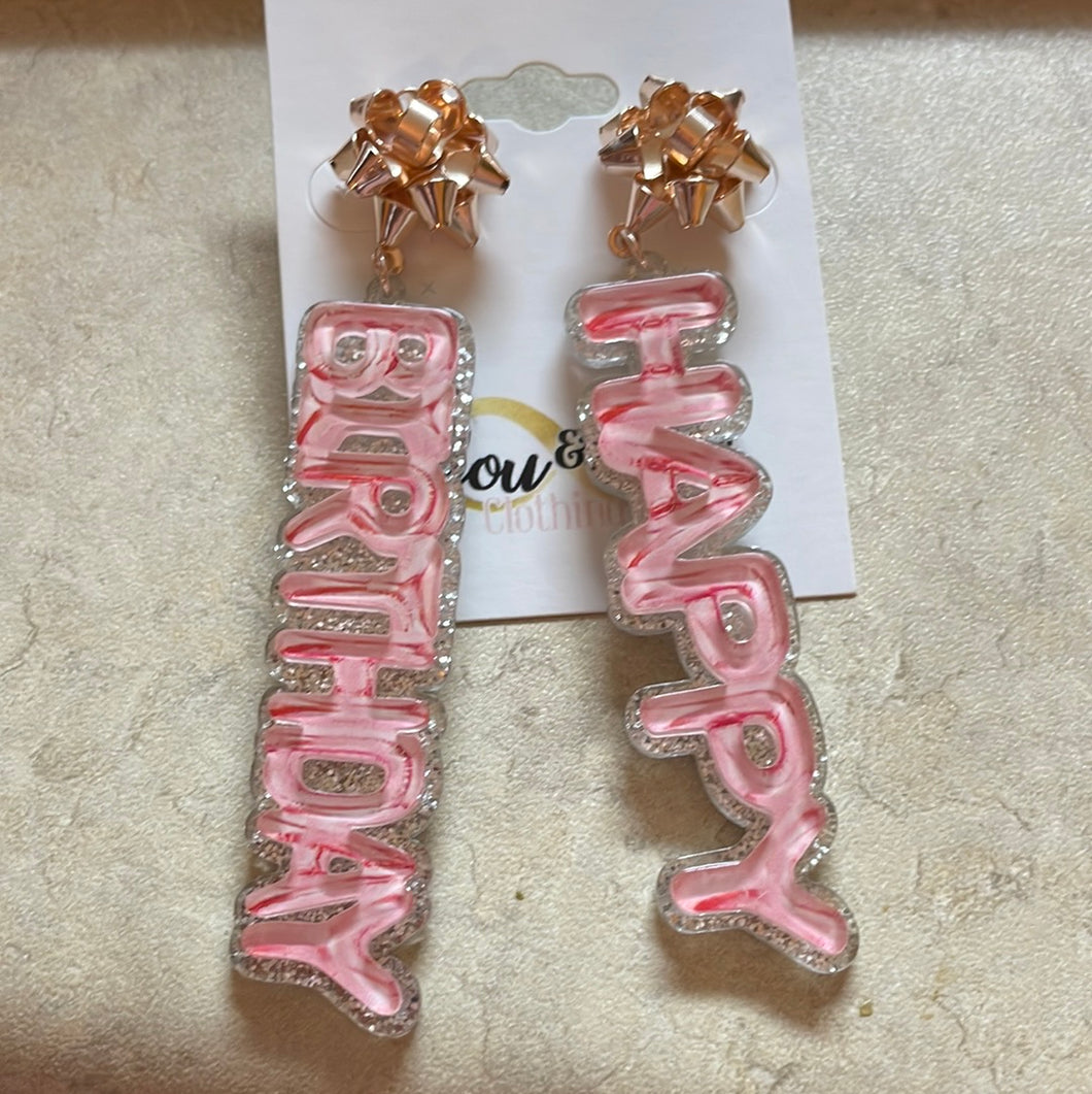Happy Birthday Bow Earrings