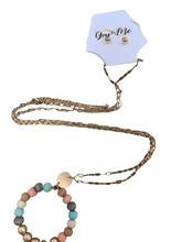 Load image into Gallery viewer, Long Gold Wooden Bead Hoop Necklace- Multiple Colors
