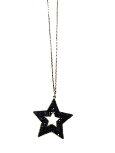 Black Glitter Star Necklace