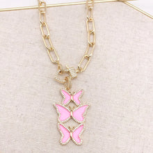 Load image into Gallery viewer, Triple Butterfly Link Necklace- Multiple Colors
