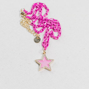 Star Pink Jeweled Link Necklace