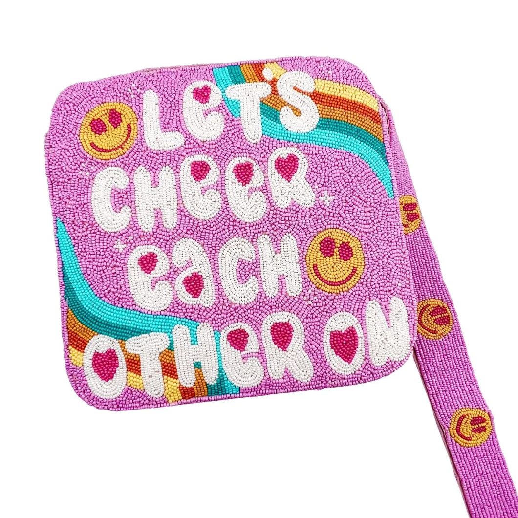 Cheer Each Other On Hand Beaded Purse