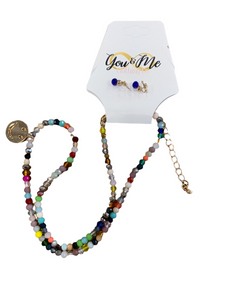 Beaded Gold HappyCharm Necklace- Multiple Colors
