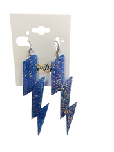 Load image into Gallery viewer, Glitter Lightning Bolt Earrings- Multiple Colors
