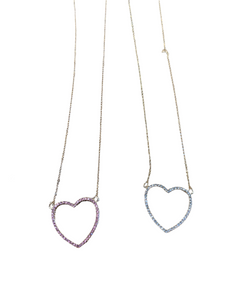 Crystal Heart Dainty Necklace- Multiple Colors