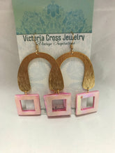 Load image into Gallery viewer, Victoria Cross Vintage Inspiration Pink &amp; Gold Earrings
