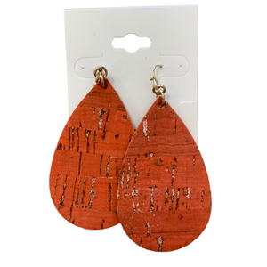 Leather and Gold Cork Earrings
