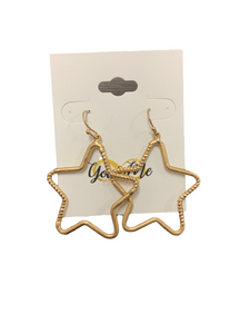 Hammered Gold Star Dangle Earrings