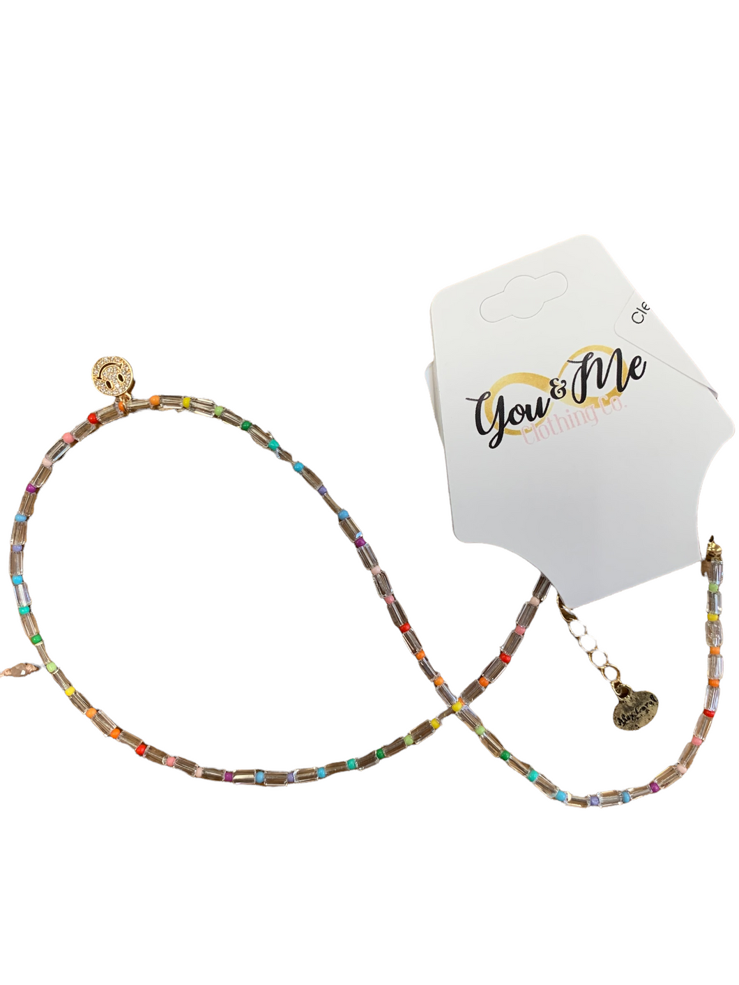 Clear Bead Gold Happy Necklace