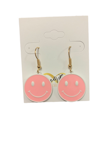 Smiley Face Dangle Earrings- Multiple Colors