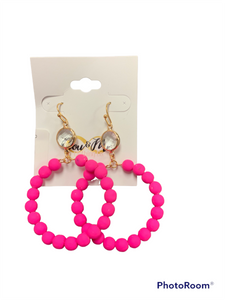 Clay Beaded Round Hoops- Multiple Colors