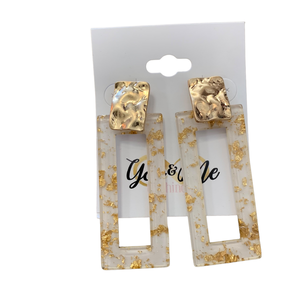 Gold and White Acrylic Earrings