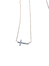 Load image into Gallery viewer, Studded Sideways Cross Necklace
