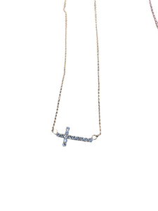 Studded Sideways Cross Necklace