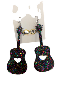 Glitter Guitar Earrings