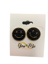 Load image into Gallery viewer, Vinyl Smiley Face Stud Earrings- Multiple Colors
