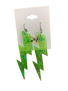 Glitter Lightning Bolt Earrings- Multiple Colors
