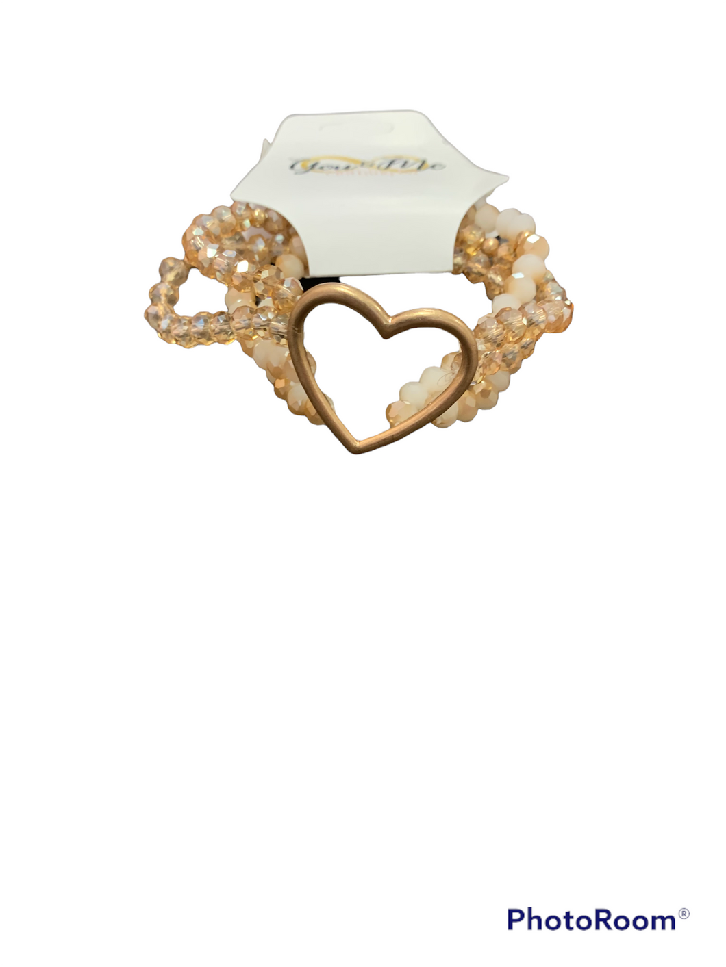 Gold Heart Pink Champagne Bracelet Set