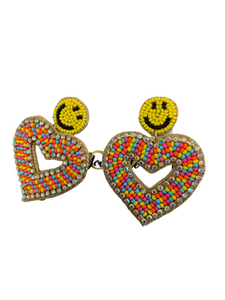 Happy Beaded Heart Earrings