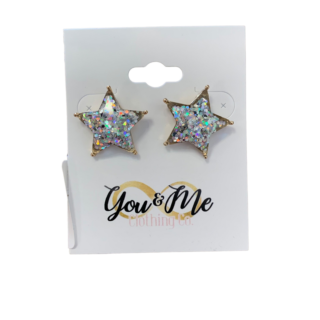 Glitter Star Earrings- Multiple Colors