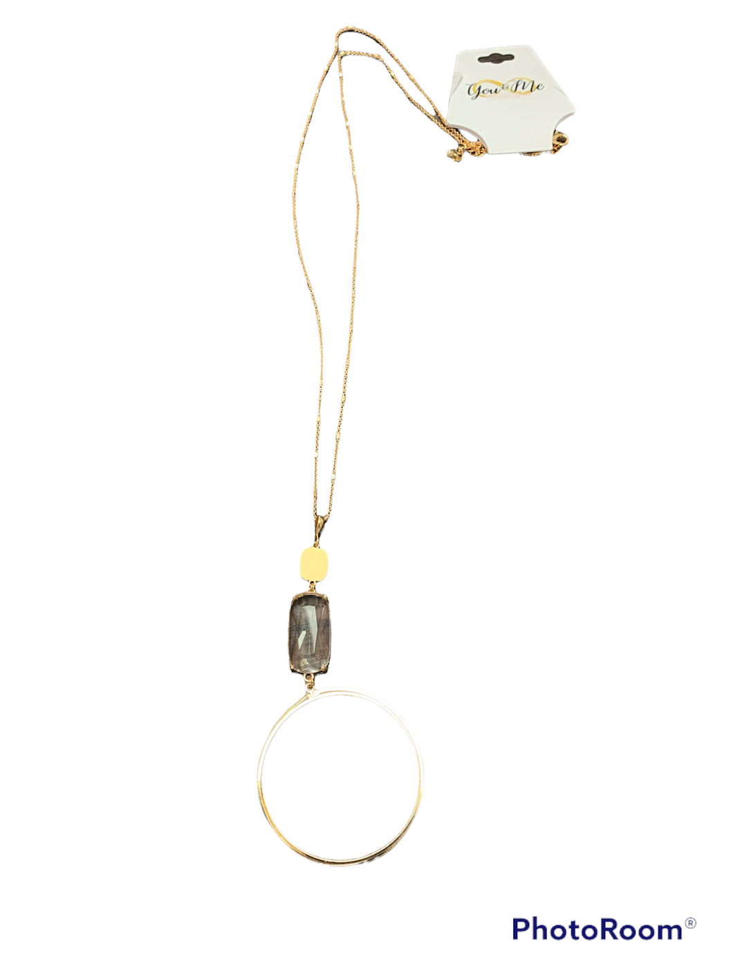 Clear Stone Shape Long Gold Necklace- Multiple Styles