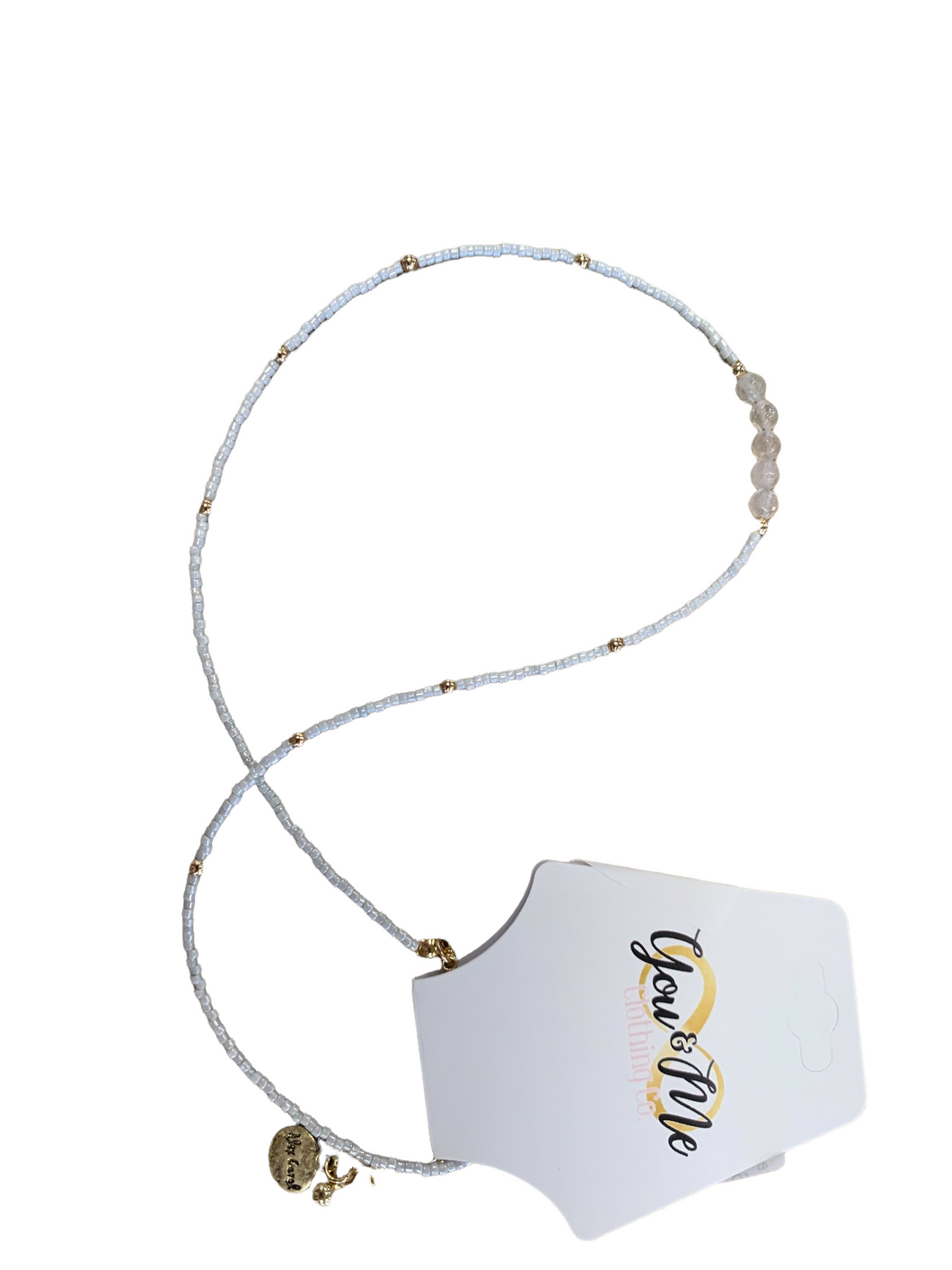 White & Gold Mini Beaded Necklace