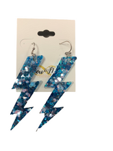 Load image into Gallery viewer, Glitter Lightning Bolt Earrings- Multiple Colors
