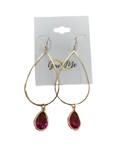 Gold Teardrop With Colored Jewel- Multiple Colors