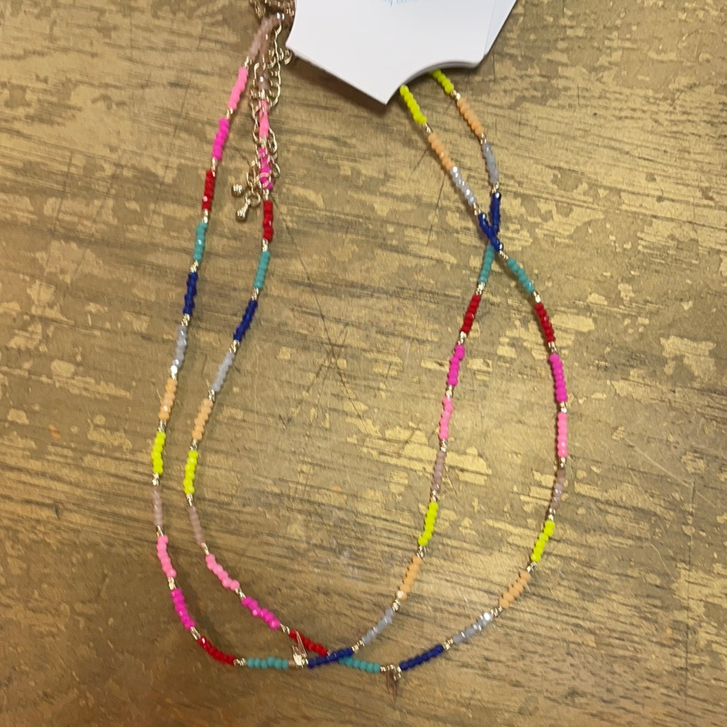 Multicolor Beaded Lightning Bolt Necklace