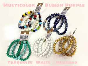 Trio Marble Jeweled Bracelet Set- Multiple Colors
