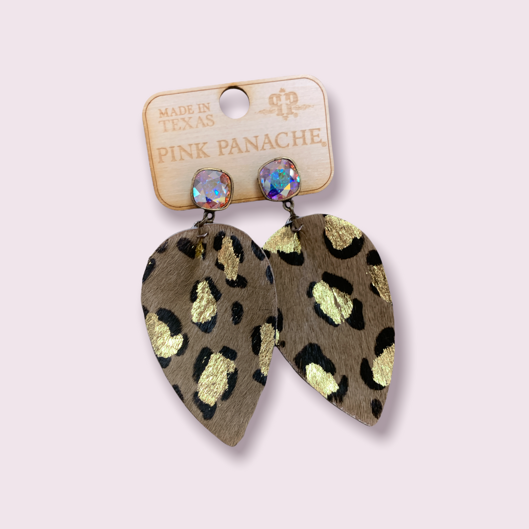Gold Shiny Leopard Earrings