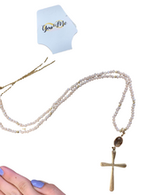 Load image into Gallery viewer, Silver/Gold Beaded Cross Necklace- Multiple Color
