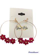 Load image into Gallery viewer, Trio Flower Gold Hoops- Multiple Colors
