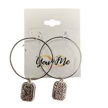 Load image into Gallery viewer, Textured Rectangle and Circle Earrings
