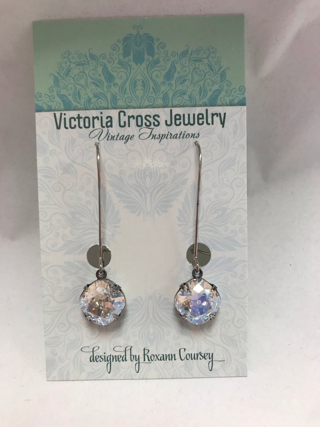Victoria Cross Vintage Inspiration Silver Swarovski Crystal Earrings