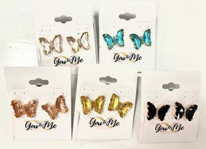 Butterfly Crystal Stud Earrings- Multiple Colors