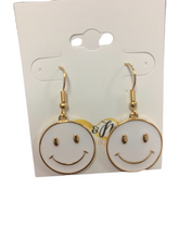 Load image into Gallery viewer, Smiley Face Dangle Earrings- Multiple Colors
