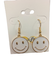 Smiley Face Dangle Earrings- Multiple Colors