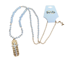 Load image into Gallery viewer, Beaded Hammered Cross Necklace- Multiple Colors
