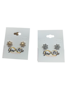 Smiley Gold Silver Flower Stud Earrings- Multiple Colors